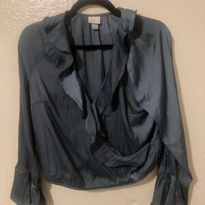 a new day Midnight Blue Satin Blouse